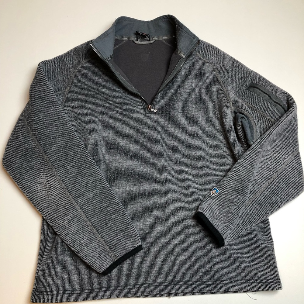 Kuhl Thermo Kore Gray Wool Quarter Zip Sweater Mens Medium